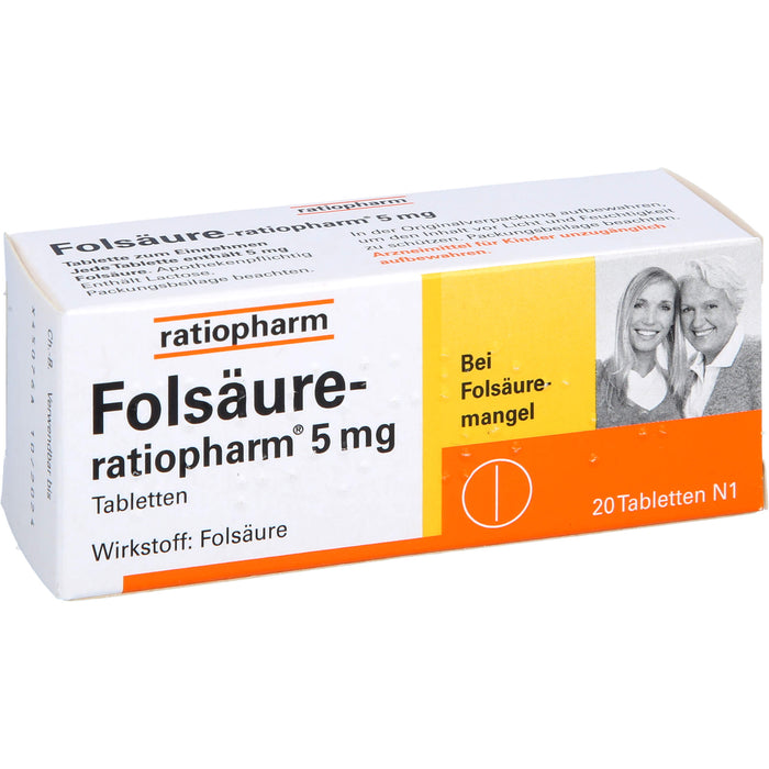 Folsäure-ratiopharm 5 mg Tbl., 20 pc Tablettes