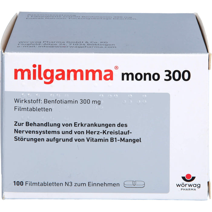 milgamma mono 300 Filmtabletten bei Erkrankungen des Nervensystems und von Herz-Kreislauf-Störungen, 100 pcs. Tablets