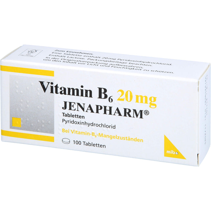 JENAPHARM Vitamin B6 Tabletten bei Vitamin B6 Mangelzuständen, 100 pc Tablettes