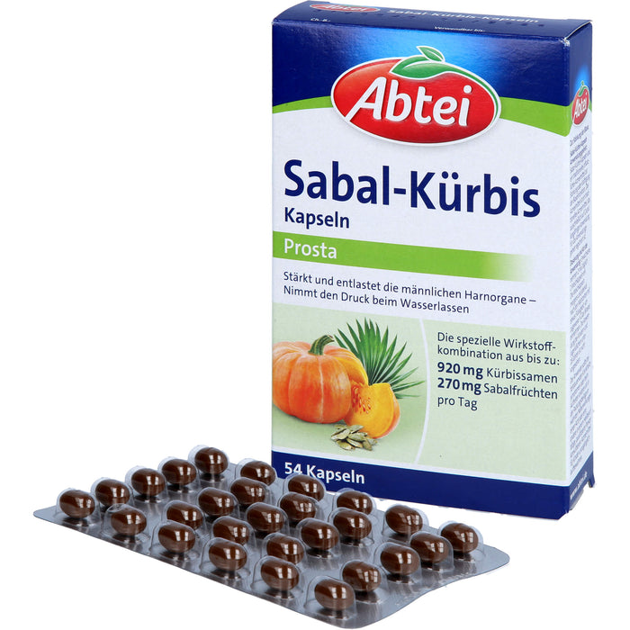 Abtei Sabal-Kürbis Prosta stärkt und entlastet die männlichen Harnorgane, 54 pc Capsules