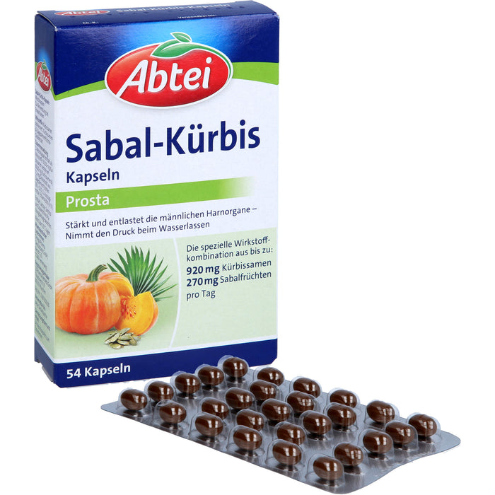 Abtei Sabal-Kürbis Prosta stärkt und entlastet die männlichen Harnorgane, 54 pc Capsules