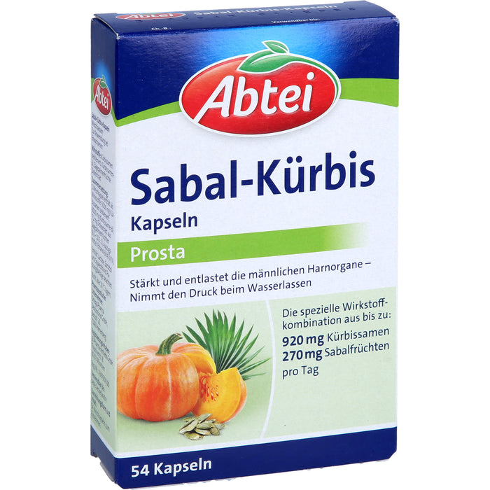 Abtei Sabal-Kürbis Prosta stärkt und entlastet die männlichen Harnorgane, 54 pc Capsules