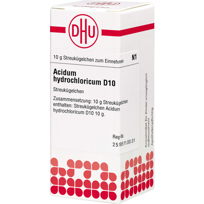 DHU Acidum hydrochloricum D10 Streukügelchen, 10 g Globuli