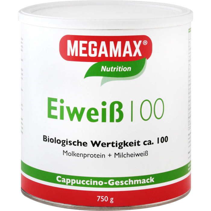 MEGAMAX Nutrition Eiweiß 100 Pulver Cappuccino-Geschmack, 750 g Powder