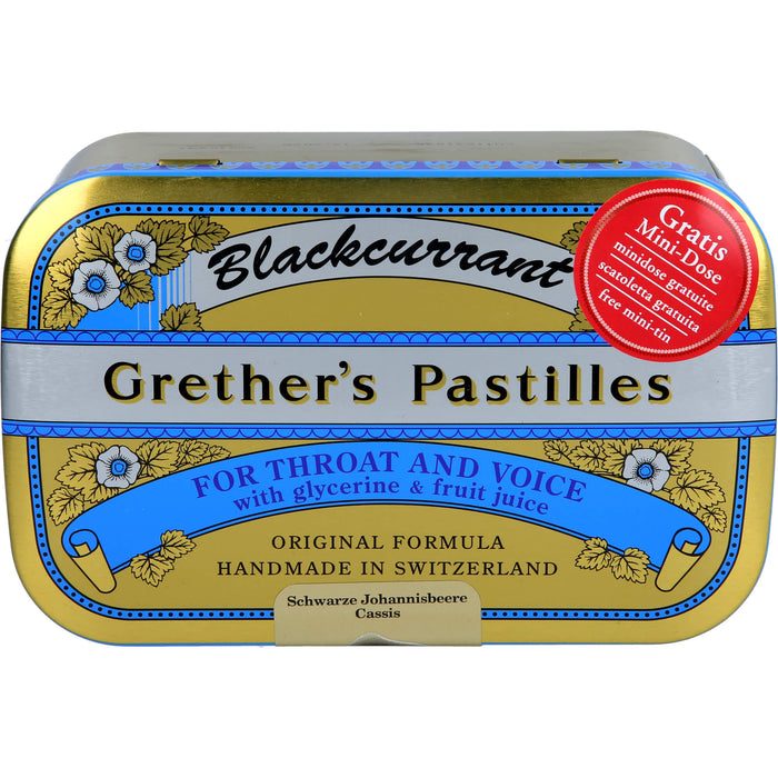 Grethers Blackcurrant Gold zuckerhaltige Pastillen, 440 g Pastillen