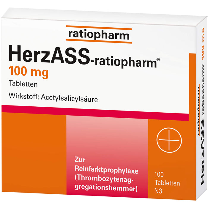 HerzASS-ratiopharm 100 mg Tabletten zur Reinfarktprophylaxe, 100 St. Tabletten