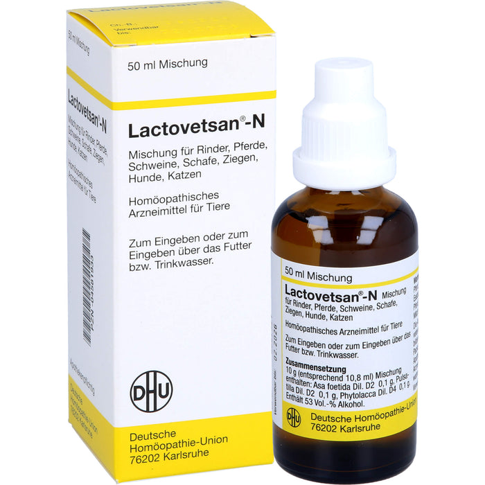 DHU Lactovetsan-N für Tiere, Rinder, Pferde, Schweine, Schafe, Ziegen, Hunde, Katzen, 50 ml Lösung