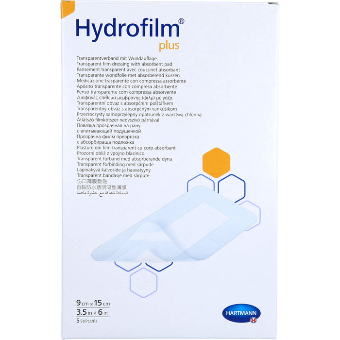 HARTMANN Hydrofilm Plus Transparentverband mit Wundauflage 9 x 15 cm, 5 St. Wundauflagen