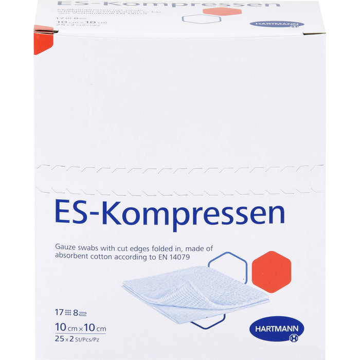 ES-Kompresse steril 10 x 10 cm 8f CPC, 50 pcs. Compresses