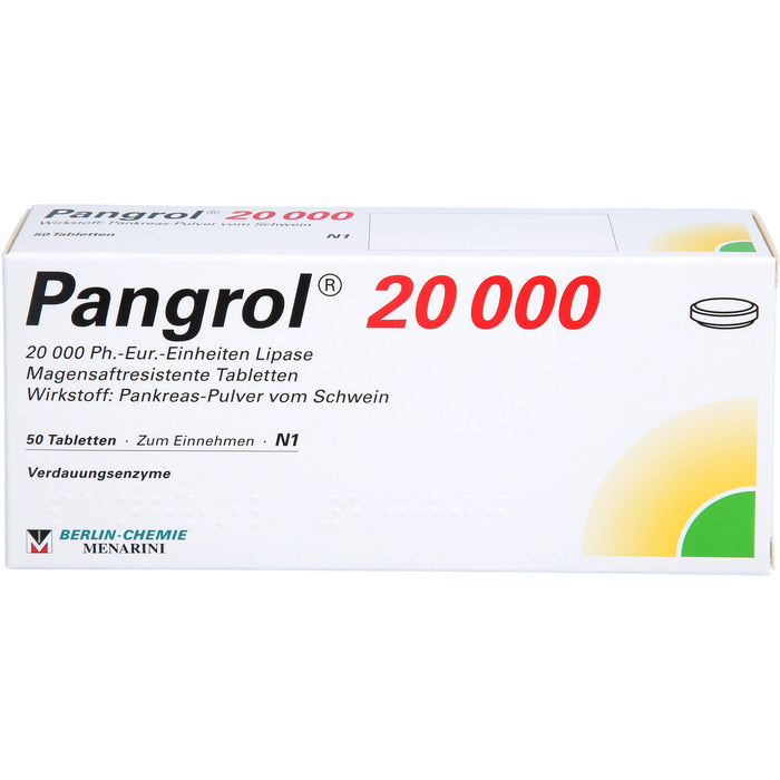 Pangrol 20 000 Ph.-Eur.-Einheiten Lipase Tabletten, 50 pc Tablettes