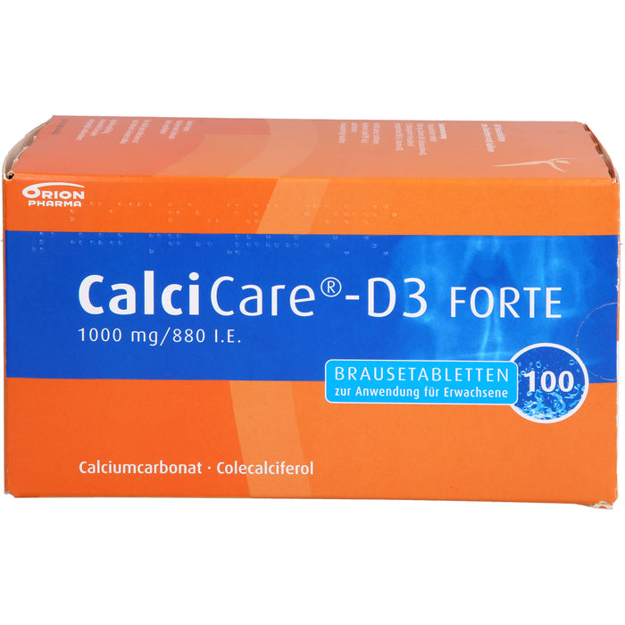 CalciCare-D3 forte 1000 mg/880 I.E. Brausetabletten zur Prävention und Behandlung von Osteoporose, 100 pc Tablettes