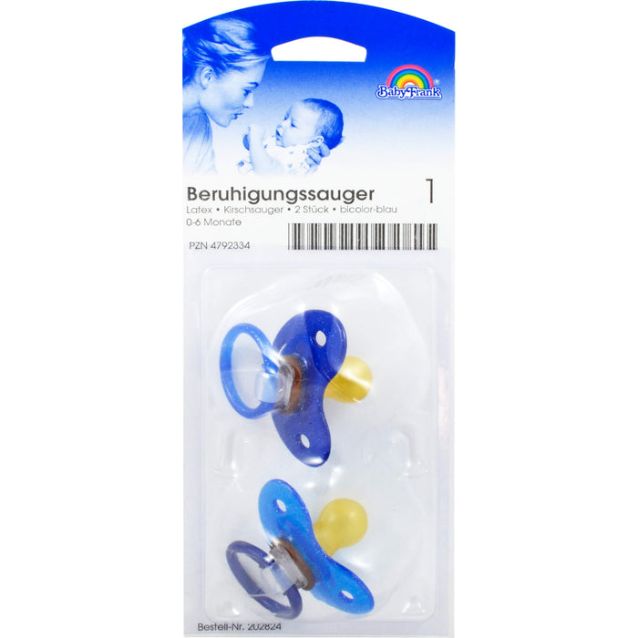 Beruhigungssauger Kirsch Latex 0-6M bicolor blau, 2 pcs. Aspirator