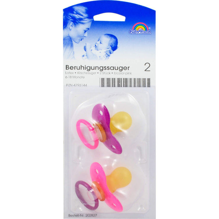 Baby-Frank Beruhigungssauger 2 Latex Kirsch bicolor-pink 6-18 Monate, 2 St. Sauger