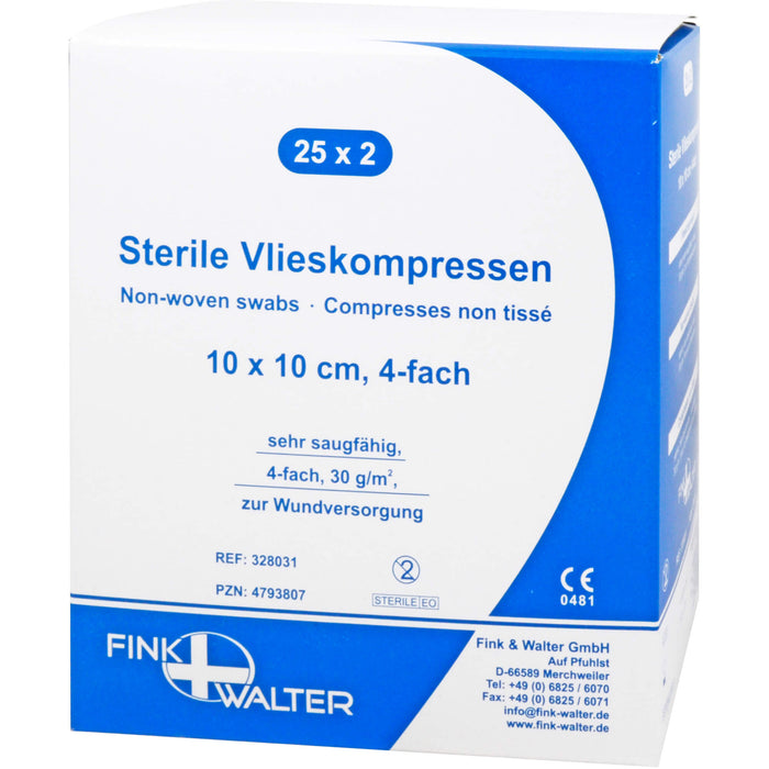 FIWA Vlies Vlieskompressen steril 10 x 10 cm 4-fach, 50 pc Compresses