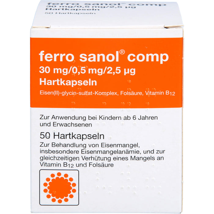 ferro sanol comp 30 mg / 0,5 mg / 2,5 µg Hartkapseln bei Eisenmangel, 50 St. Kapseln