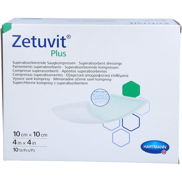 Zetuvit Plus extrastarke Saugkompr.ster10x10cm CPC, 10 St KOM