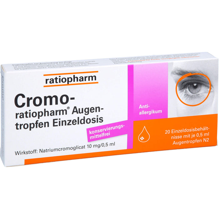 Cromo-ratiopharm Augentropfen Einzeldosis bei allergischer Bindehautentzündung, 20 St. Einzeldosisbehältnisse