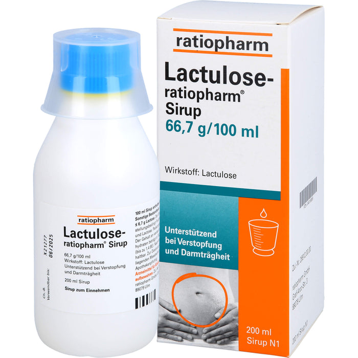 Lactulose-ratiopharm Sirup unterstützend bei Verstopfung und Darmträgheit, 200 ml Lösung