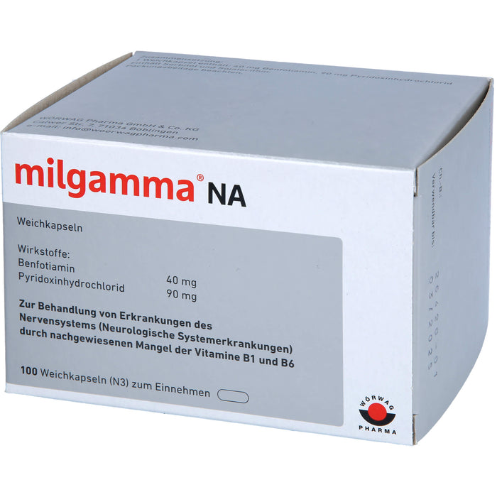 milgamma NA Weichkapseln bei Erkrankungen des Nervensystems durch nachgewiesenen Mangel der Vitamine B1 und B6, 100 pcs. Capsules