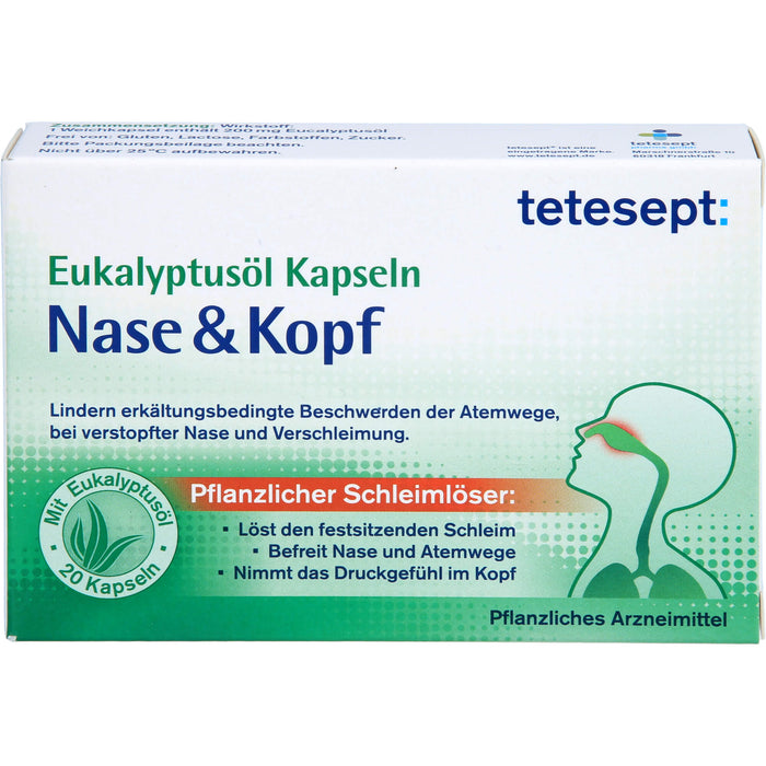 tetesept Eukalyptusöl Kapseln Nase + Kopf, 20 pc Capsules