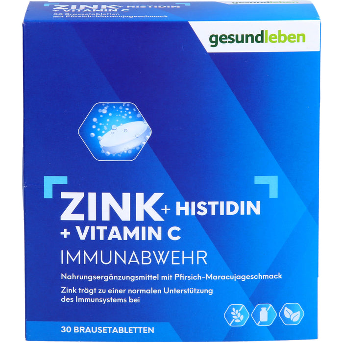 gesundleben Zink + Histidin + Vitamin C Brausetabletten, 30 St. Tabletten