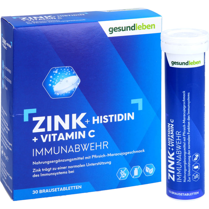 gesundleben Zink + Histidin + Vitamin C Brausetabletten, 30 St. Tabletten