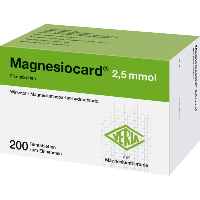 Magnesiocard 2,5 mmol Filmtabletten zur Magnesiumtherapie, 200 pcs. Tablets