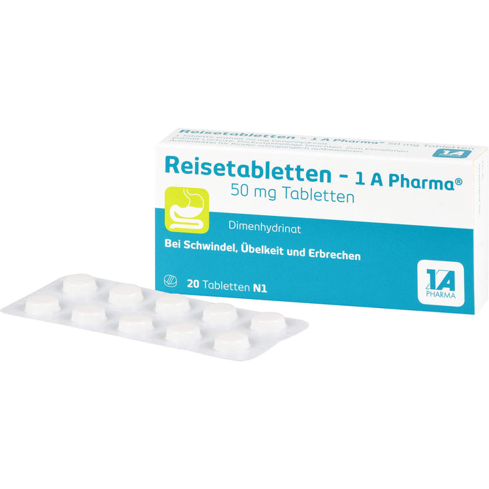 Reisetabletten - 1A Pharma bei Schwindel, Übelkeit und Erbrechen, 20 St. Tabletten