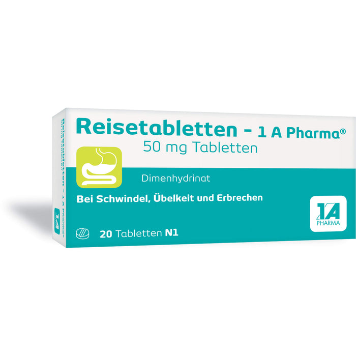 Reisetabletten - 1A Pharma bei Schwindel, Übelkeit und Erbrechen, 20 pcs. Tablets