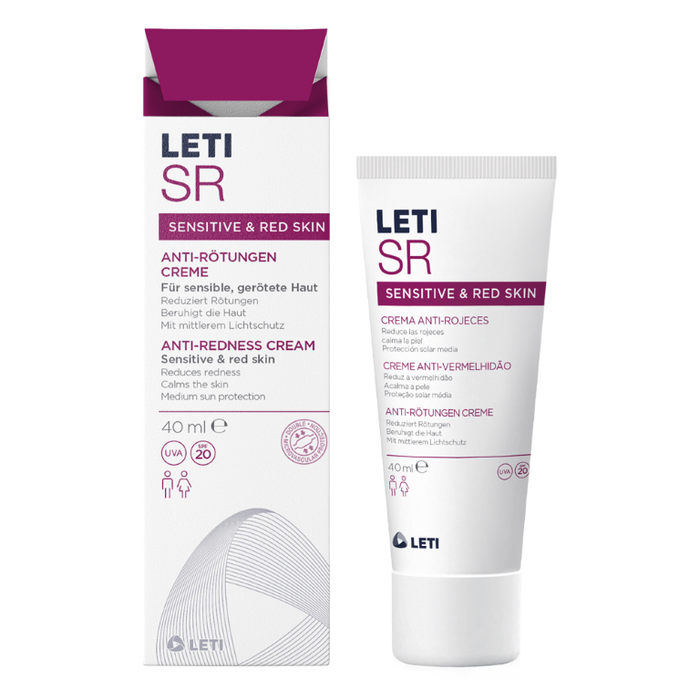 LETI SR Anti-Rötungen Gesichtscreme - Antioxidative Tagespflege bei sensibler oder geröteter Gesichtshaut mit SPF 20, 40 ml Creme