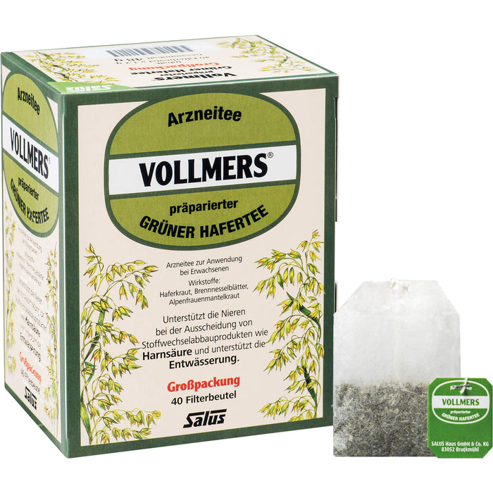 Salus VOLLMERS Grüner Hafertee Filterbeutel, 40 pc Sac filtrant