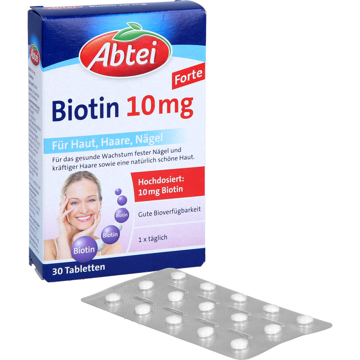 Abtei Biotin 10 mg Tabletten für Haut, Haare und Nägel, 30 pc Tablettes