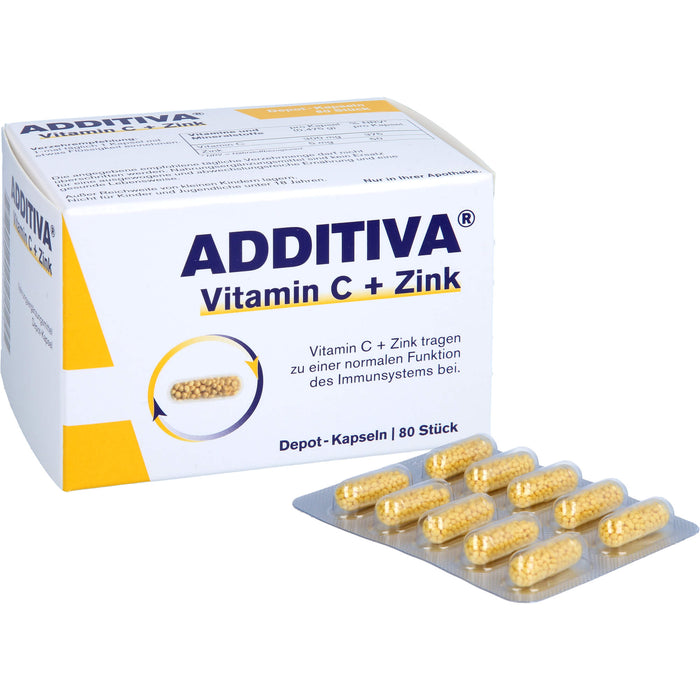 ADDITIVA Vitamin C + Zink Depotkaps.Aktionspackung, 80 St KAP