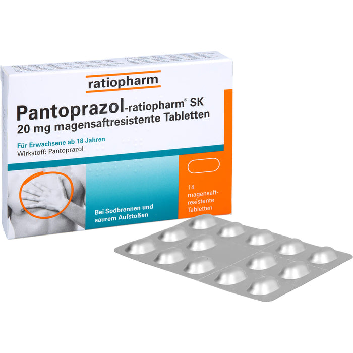 Pantoprazol-ratiopharm SK 20 mg Tabletten bei Sodbrennen, 14 St. Tabletten