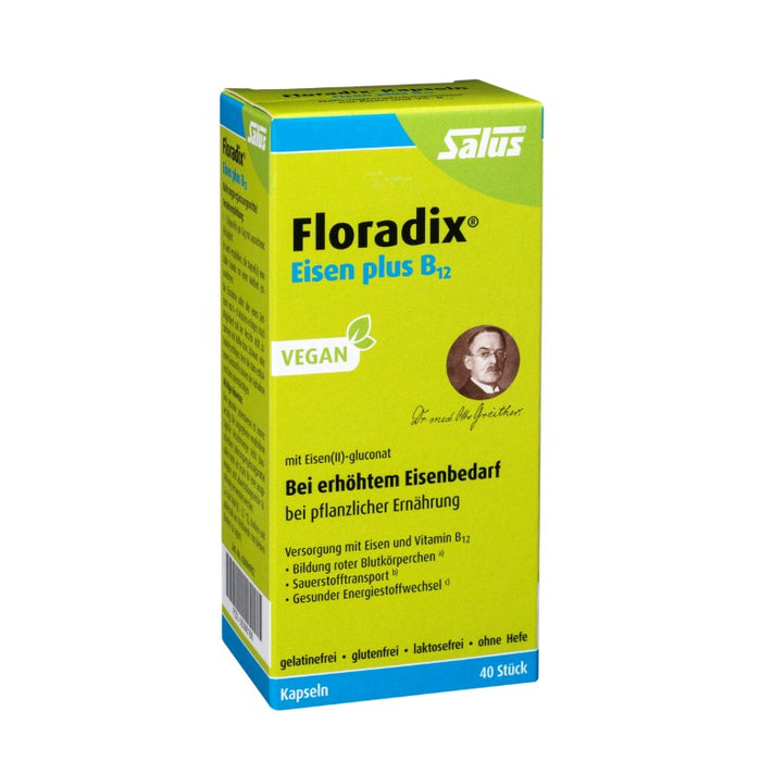 Floradix Eisen plus B12 vegan Kapseln, 40 St. Kapseln