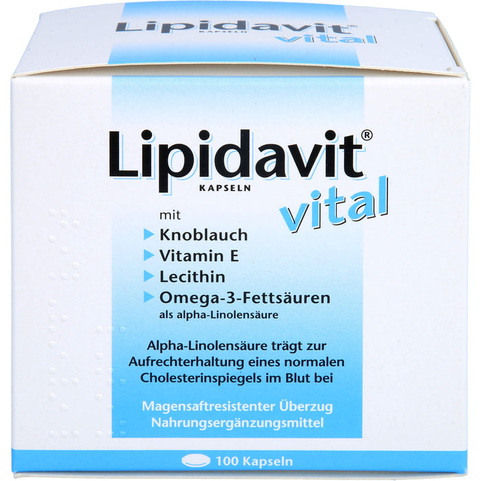 Lipidavit vital Kapseln trägt zur Aufrechterhaltung eines normalen Cholesterinspiegels im Blut bei, 100 pc Capsules