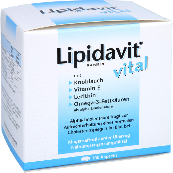 Lipidavit vital Kapseln trägt zur Aufrechterhaltung eines normalen Cholesterinspiegels im Blut bei, 100 pcs. Capsules