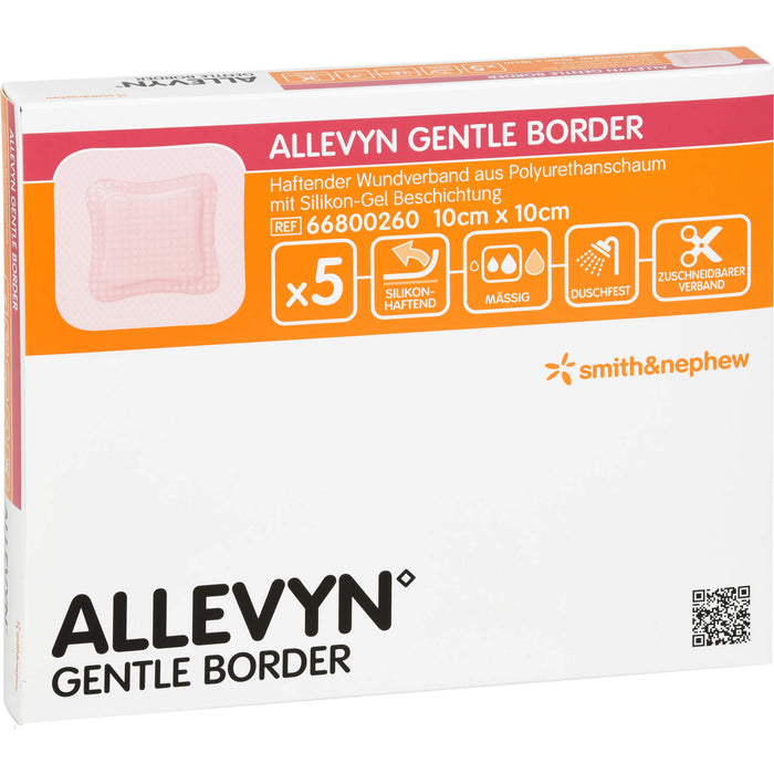 ALLEVYN Gentle Border 10 x 10 cm haftender Wundverband, 5 pc Pansement