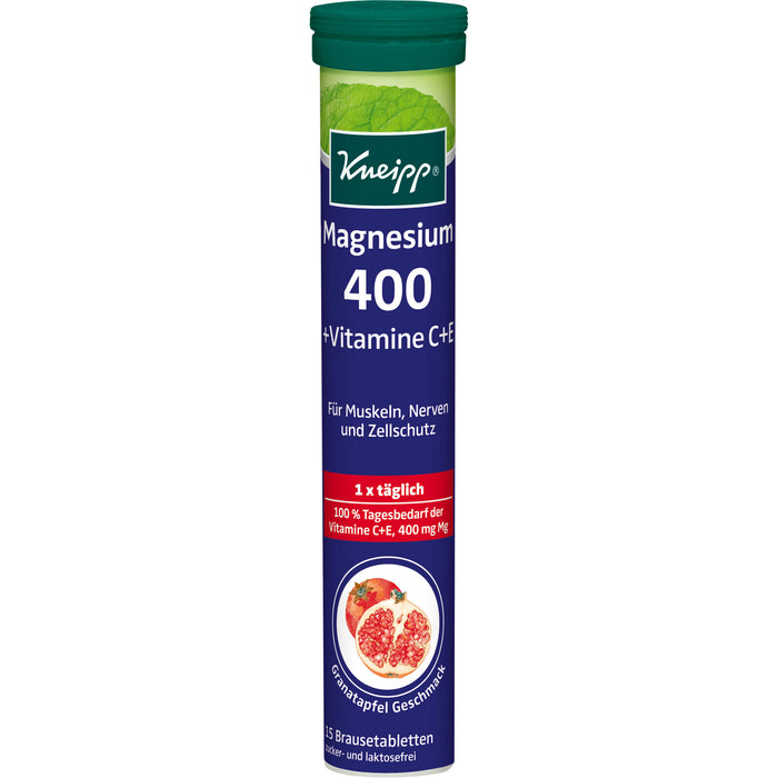 Kneipp Magnesium 400 + Vitamine C + E Brausetabletten, 15 pc Tablettes