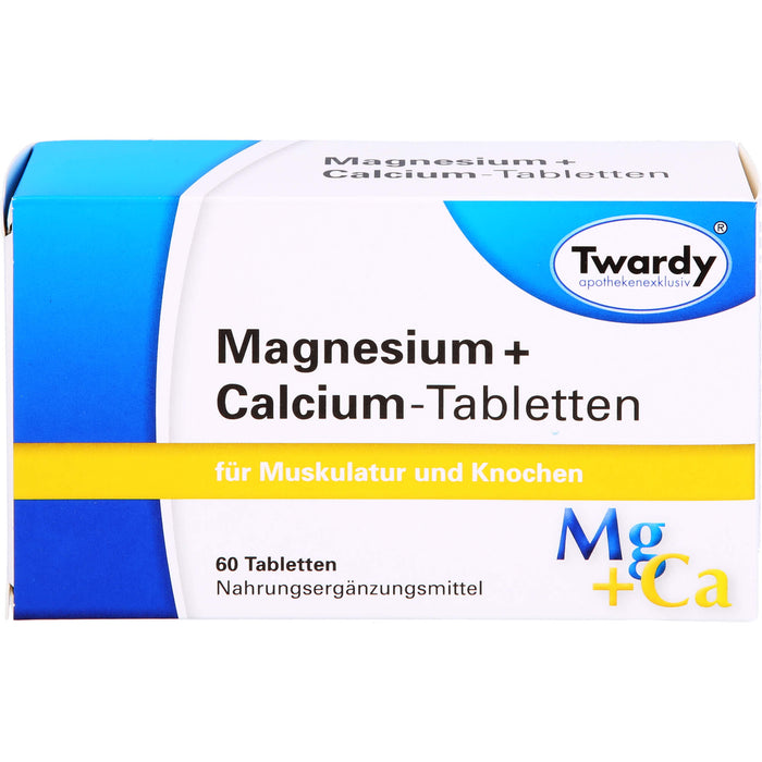 Twardy Magnesium + Calcium-Tabletten für Muskulatur und Knochen, 60 St. Tabletten