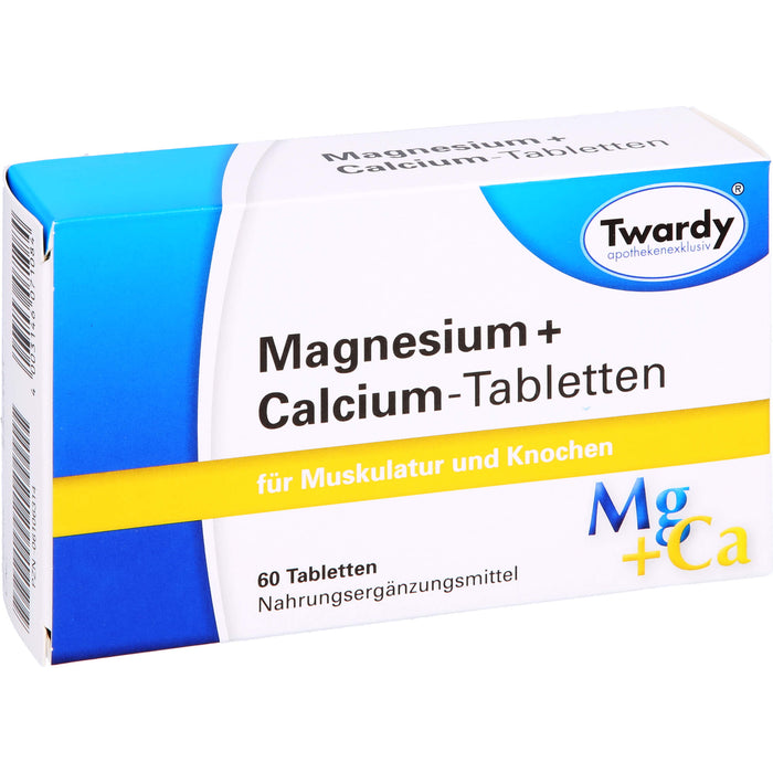 Twardy Magnesium + Calcium-Tabletten für Muskulatur und Knochen, 60 St. Tabletten