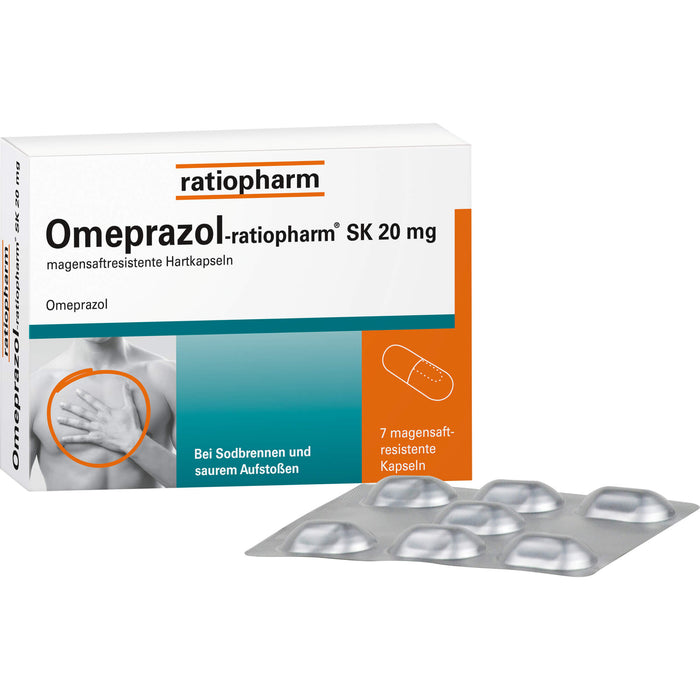 Omeprazol-ratiopharm SK 20 mg Kapslen bei Sodbrennen, 7 pc Capsules