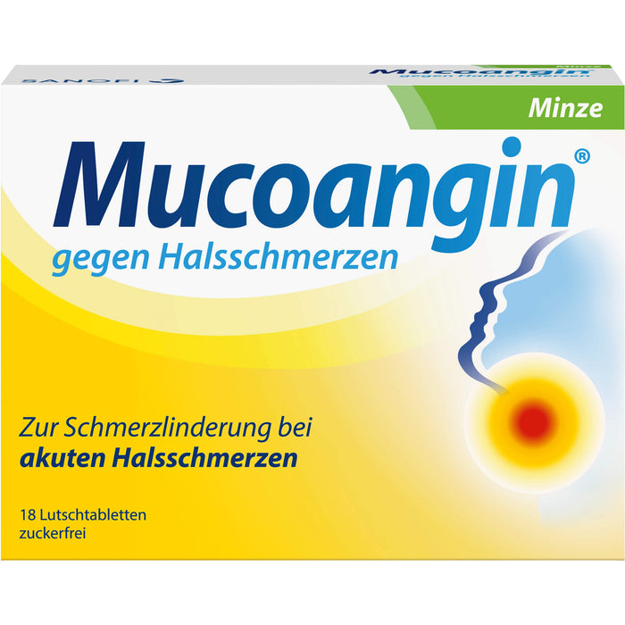 Mucoangin Minze Lutschtabletten gegen Halsschmerzen, 18 pcs. Tablets