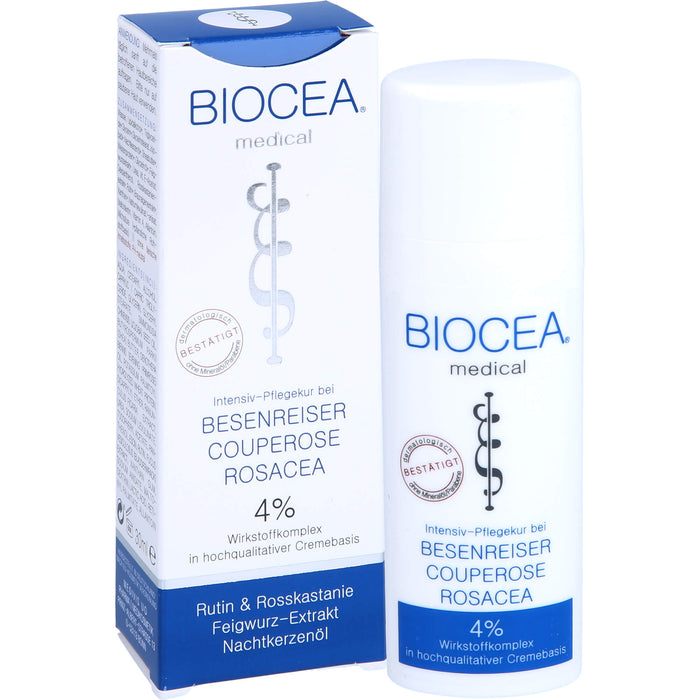 BIOCEA Intensiv-Pflegekur bei Besenreiser Couperose Rosacea Creme, 30 ml Crème