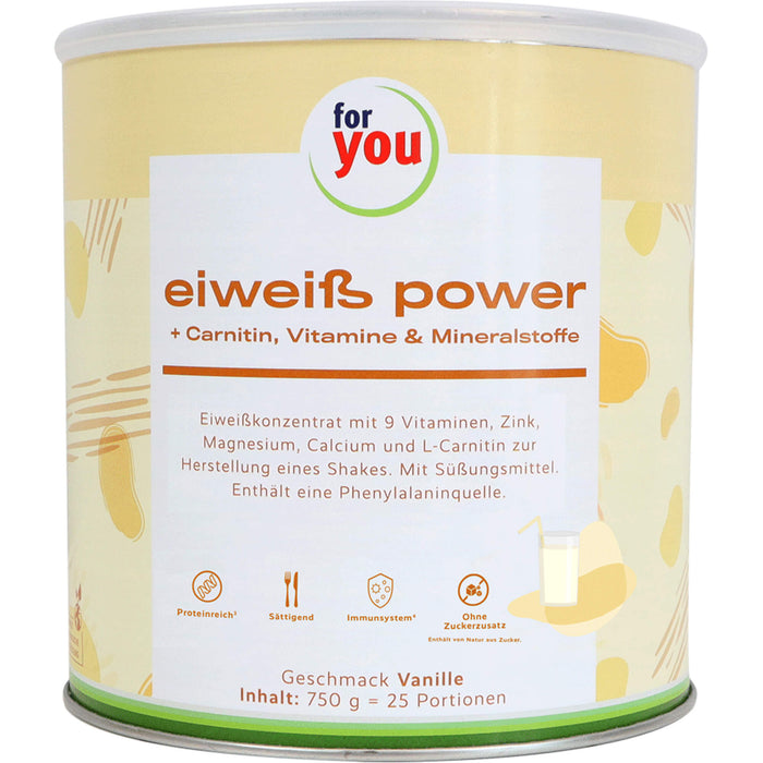 for you Eiweiß Power Pulver Geschmack Vanille, 750 g Powder