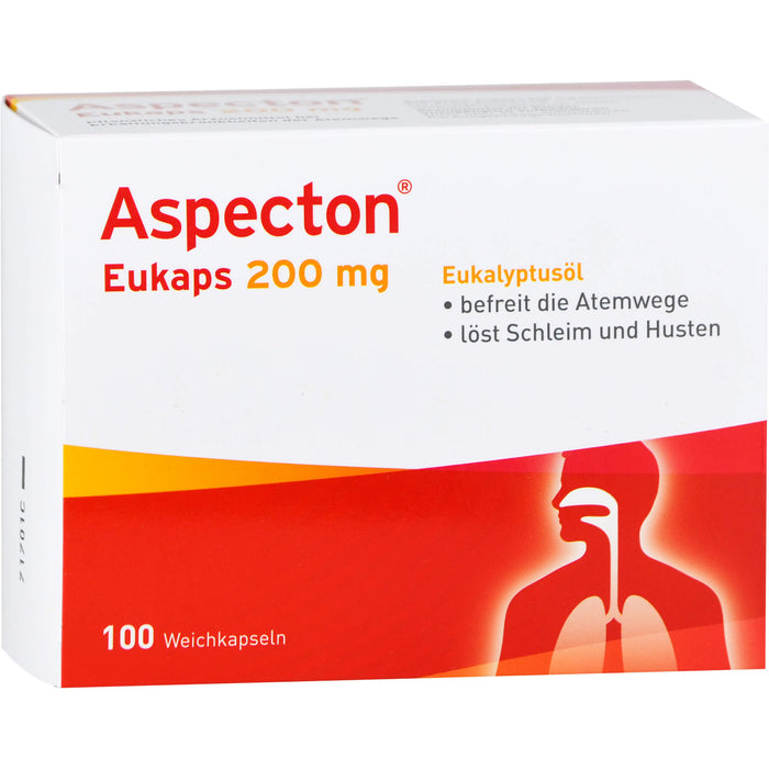 Aspecton Eukaps 200 mg Weichkapseln befreit die Atemwege und löst Schleim und Husten, 100 pc Capsules