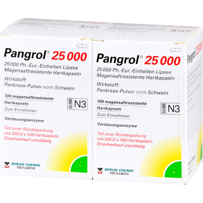 Pangrol 25 000, 25 000 Ph.-Eur.-Einheiten Lipase Magensaftresistente Hartkapseln, 200 St. Kapseln