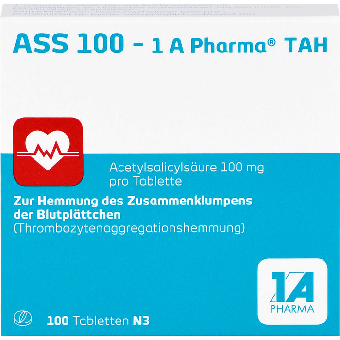 ASS 100 mg - 1 A Pharma TAH Tabletten, 100 pc Tablettes