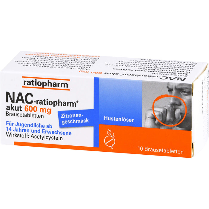 NAC-ratiopharm akut 600 mg Brausetabletten, 10 pc Tablettes