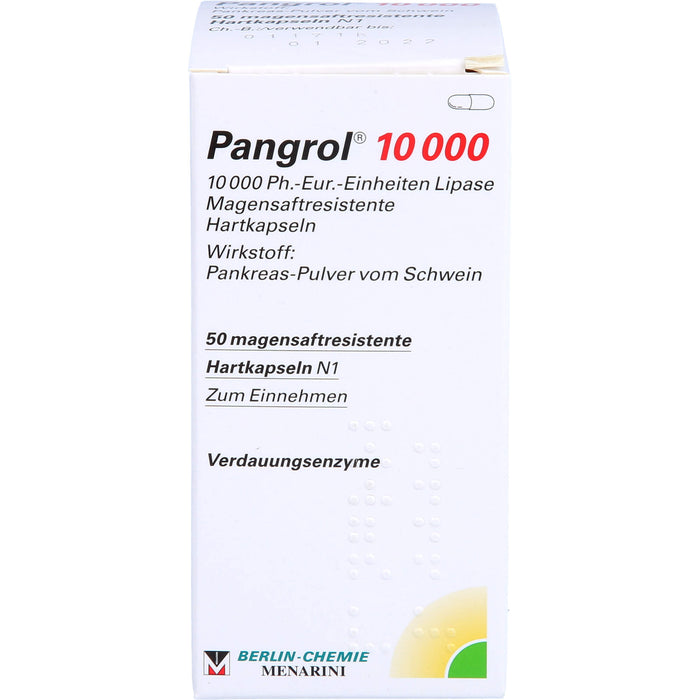 Pangrol 10 000, 10 000 Ph.-Eur.-Einheiten Lipase Magensaftresistente Hartkapseln, 50 pcs. Capsules